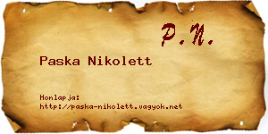 Paska Nikolett névjegykártya